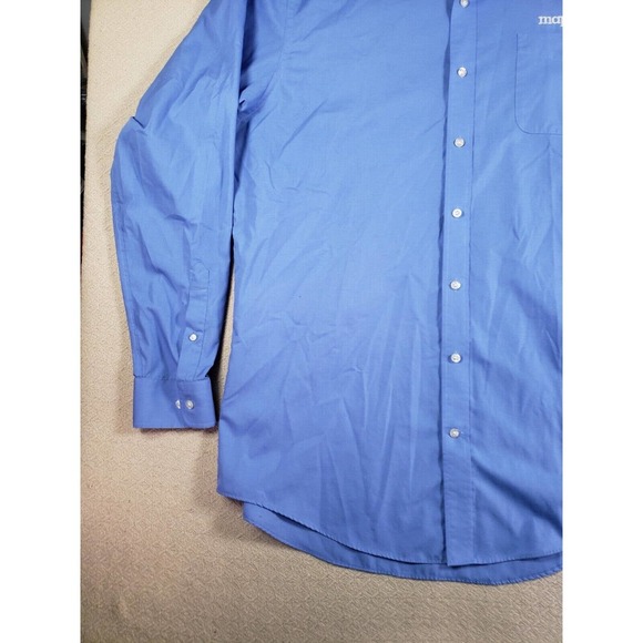 The Outfitters Shirt Mens 17x37 Blue Dress Button Up Long Sleeve Collar Maps - Picture 2 of 10